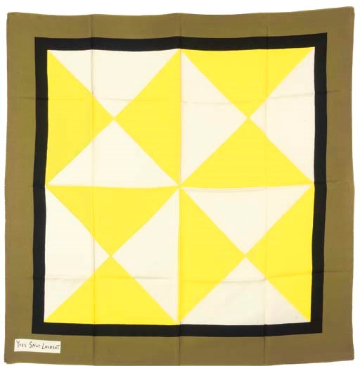 FIVE YSL SILK SCARVES