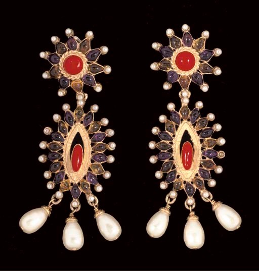 A PAIR OF POURED GLASS EARRINGS, CHANEL