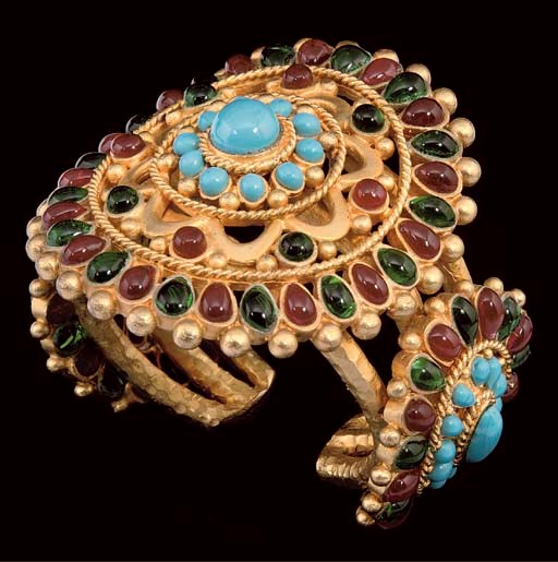 A HEAVY POURED GLASS BANGLE, CHANEL