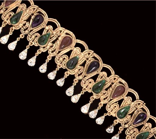 A DRAMATIC GILT AND POURED GLASS BELT, CHANEL