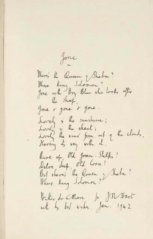 DE LA MARE, Walter (1873-1956). Songs of Childhood. By Walter Ramal. London: Longmans, Green and Co., 1902.