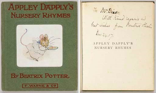 POTTER, Beatrix. Appley Dapply's Nursery Rhymes. London: Frederick Warne and Co., [1917].