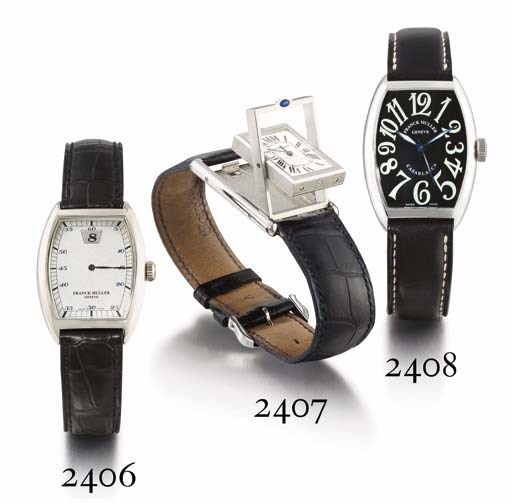 FRANCK MULLER. A STAINLESS STEEL TONNEAU-SHAPED AUTOMATIC WRISTWATCH WITH CENTRE SECONDS