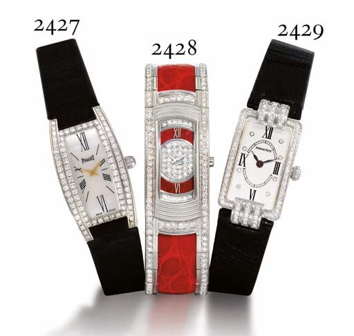 AUDEMARS PIGUET. A FINE LADY'S 18K WHITE GOLD AND DIAMOND-SET RECTANGULAR WRISTWATCH