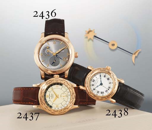 JAEGER-LECOULTRE. A FINE AND VERY RARE LIMITED EDITION 18K PINK GOLD DUAL TIME ZONE AUTOMATIC WRISTWATCH WITH DATE AND DAY AND NIGHT INDICATION