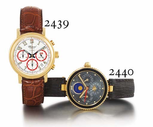 CHOPARD. A LIMITED EDITION 18K GOLD AUTOMATIC CHRONOGRAPH WRISTWATCH WITH DATE