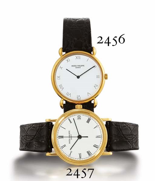PATEK PHILIPPE. A FINE 18K GOLD AUTOMATIC WRISTWATCH WITH CENTRE SECONDS AND DATE