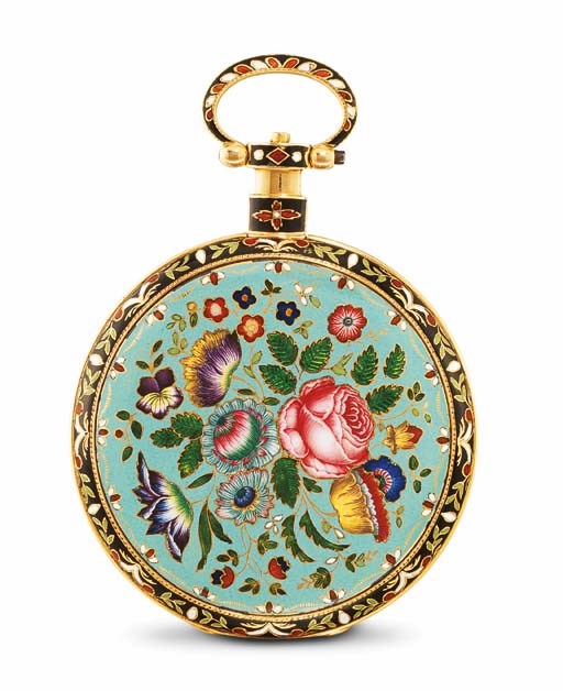 ILBERY. AN 18K GOLD AND ENAMEL OPENFACE DUPLEX WATCH WITH CENTRE SECONDS, MADE FOR THE CHINESE MARKET