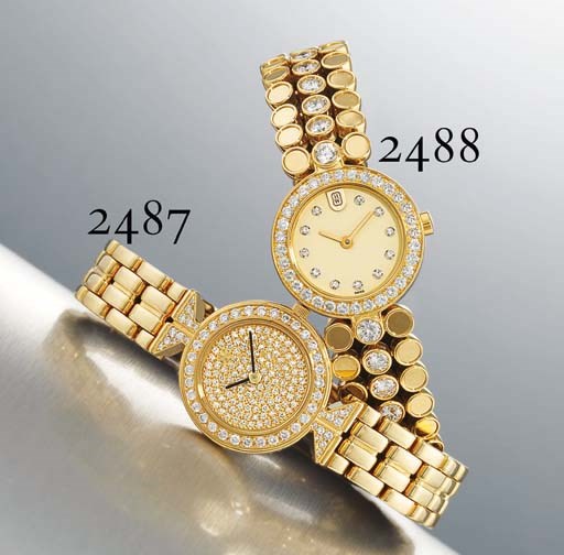 VACHERON CONSTANTIN. A LADY'S 18K GOLD AND DIAMOND-SET WRISTWATCH WITH BRACELET