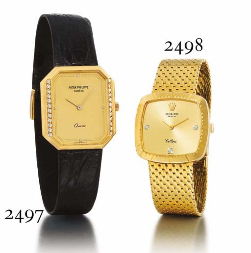 ROLEX. AN 18K GOLD AND DIAMOND-SET CUSHION-SHAPED WRISTWATCH WITH BRACELET