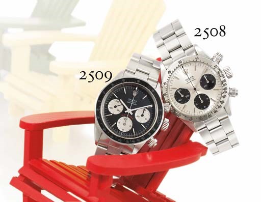 ROLEX. A STAINLESS STEEL CHRONOGRAPH WRISTWATCH WITH BRACELET