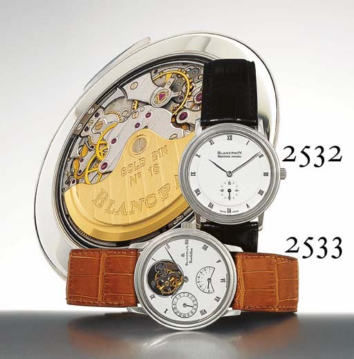 BLANCPAIN. A FINE PLATINUM AUTOMATIC MINUTE REPEATING WRISTWATCH
