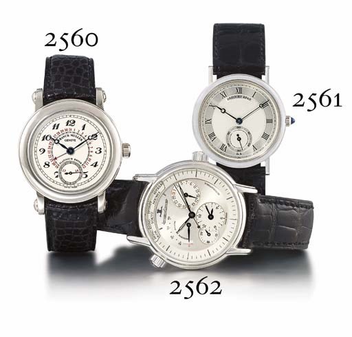 JAEGER-LECOULTRE. A FINE PLATINUM DUAL TIME ZONE AND WORLD TIME AUTOMATIC WRISTWATCH WITH CENTRE SECONDS, DATE, POWER RESERVE AND 24 HOUR INDICATION