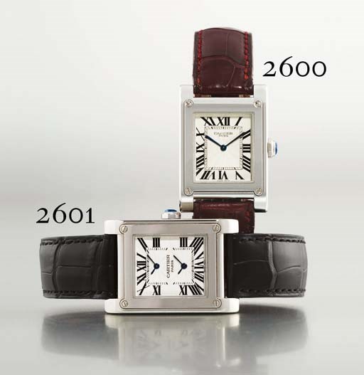 CARTIER. A PLATINUM RECTANGULAR WRISTWATCH
