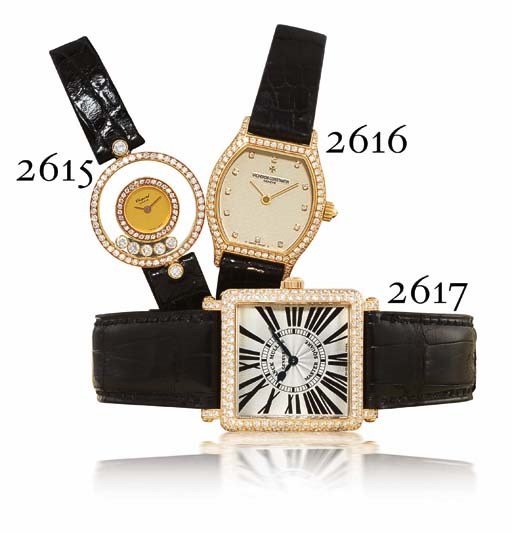 VACHERON CONSTANTIN. A LADY'S 18K GOLD AND DIAMOND-SET TONNEAU-SHAPED WRISTWATCH