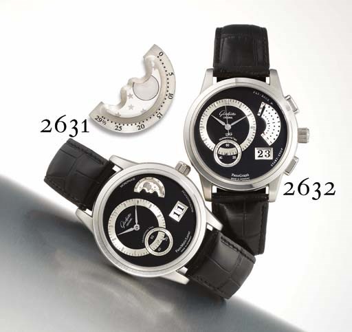GLASHÜTTE ORIGINAL. A LIMITED EDITION PLATINUM AUTOMATIC WRISTWATCH WITH DATE AND PHASES OF THE MOON