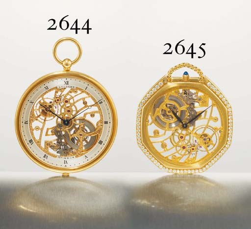 BREGUET. AN 18K GOLD SKELETONISED KEYLESS LEVER WATCH