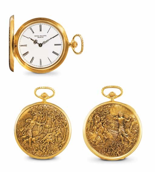 PATEK PHILIPPE. AN 18K GOLD HUNTER CASE KEYLESS LEVER WATCH