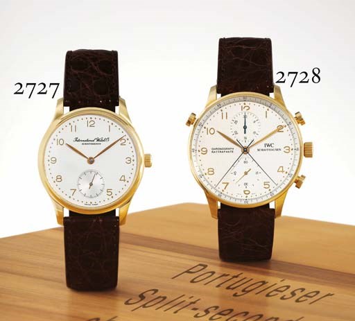 IWC. A FINE 18K PINK GOLD SPLIT SECONDS CHRONOGRAPH WRISTWATCH