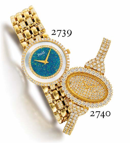 BOUCHERON. A LADY'S 18K GOLD AND DIAMOND-SET OVAL WRISTWATCH WITH BRACELET