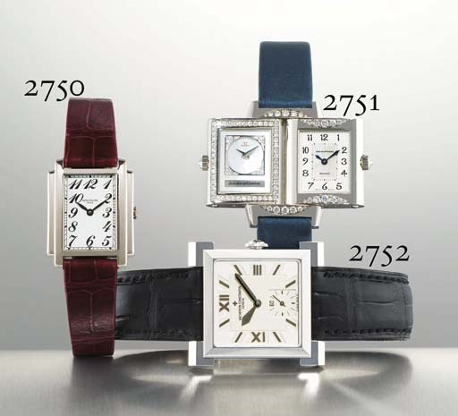 PATEK PHILIPPE. A FINE LADY'S 18K WHITE GOLD RECTANGULAR WRISTWATCH