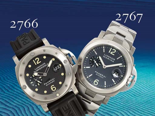 PANERAI. A TITANIUM CUSHION-SHAPED AUTOMATIC WRISTWATCH WITH DATE