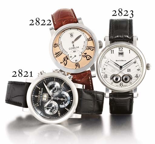 MARTIN BRAUN. A STAINLESS STEEL AUTOMATIC WRISTWATCH WITH DATE AND SUNRISE AND SUNSET INDICATION