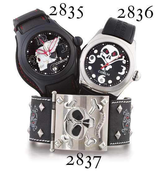CORUM. A SPECIAL EDITION STAINLESS STEEL TONNEAU-SHAPED AUTOMATIC WRISTWATCH WITH CENTRE SECONDS AND DATE