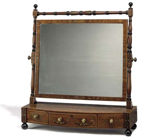 A REGENCY POLYCHROME-DECORATED SABICU LARGE DRESSING-MIRROR