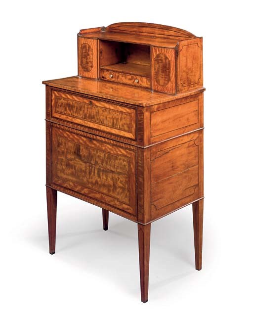 A GEORGE III SATINWOOD AND SABICU BONHEUR-DU-JOUR