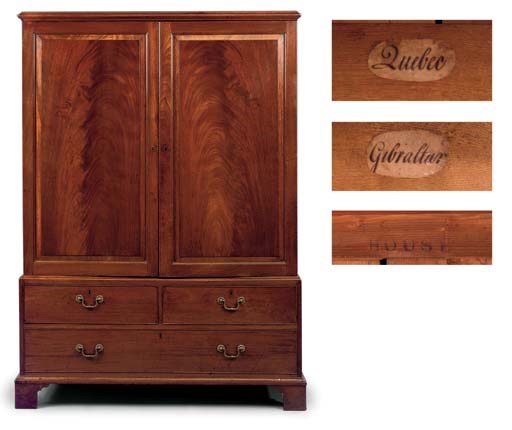 A GEORGE III MAHOGANY CLOTHES-PRESS