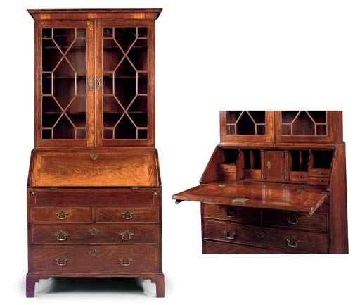 A GEORGE II PADOUK BUREAU-CABINET