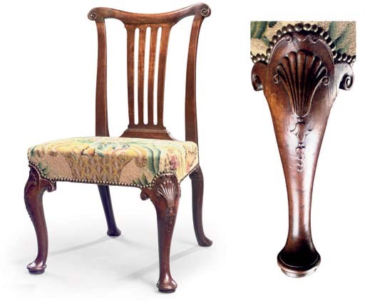 A GEORGE II WALNUT SIDE CHAIR