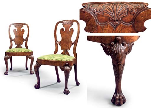 A PAIR OF GEORGE II WALNUT SIDE CHAIRS