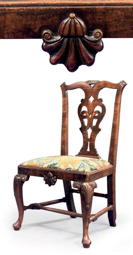 AN IRISH GEORGE I WALNUT SIDE CHAIR