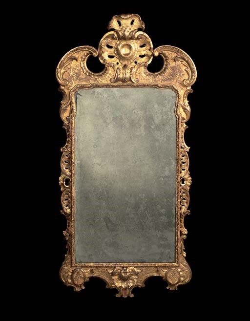A GEORGE I GILTWOOD MIRROR