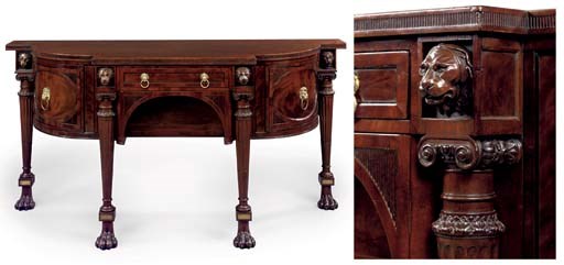 A REGENCY MAHOGANY BOWFRONT SIDEBOARD