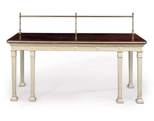 A MAHOGANY AND WHITE-PAINTED SERVING-TABLE