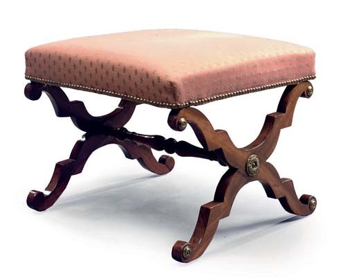 A BRASS-MOUNTED ROSEWOOD STOOL