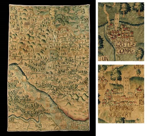 AN ELIZABETH I CARTOGRAPHICAL TAPESTRY FRAGMENT