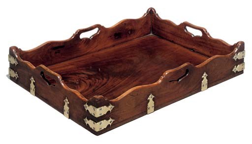 A GEORGE III BRASS-MOUNTED MAHOGANY TRAY