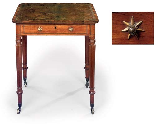 A REGENCY BRASS-INLAID PADOUK WRITING-TABLE