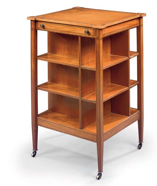 A LATE VICTORIAN SATINWOOD BOOKSTAND