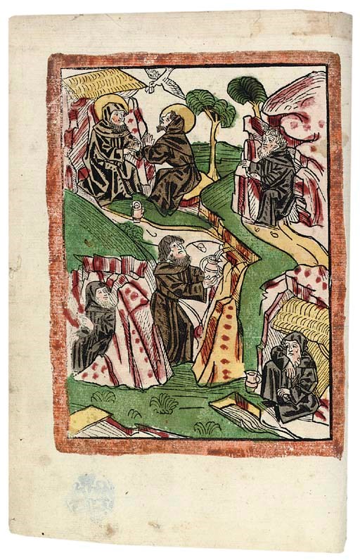 HIERONYMUS (?340-420). Vitae sanctorum patrum, sive Vitas patrum [in German]: Leben der heiligen Altväter. Augsburg: Anton Sorg, 25 September 1482.