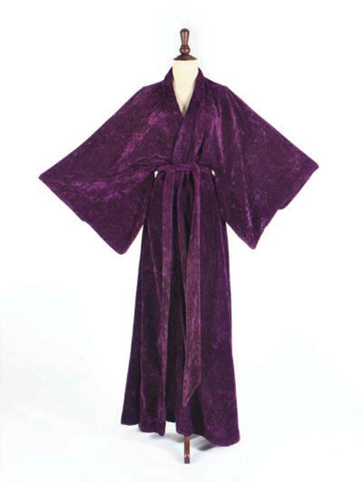 BIBA, A PURPLE VELVET DRESSING GOWN