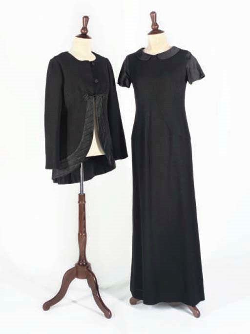 MARY QUANT, A BLACK CREPE EVENING ENSEMBLE