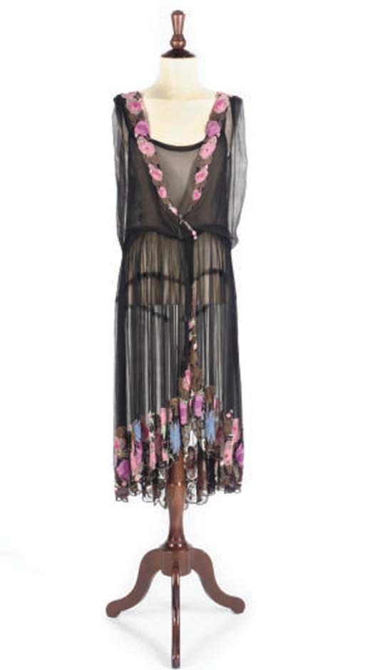 A TWENTIES COCKTAIL DRESS AND SHAWL