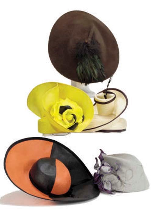 A GROUP OF FIVE PICTURE HATS