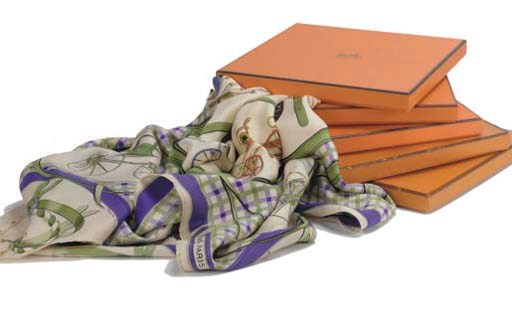 HERMÈS, FIVE SILK SCARVES