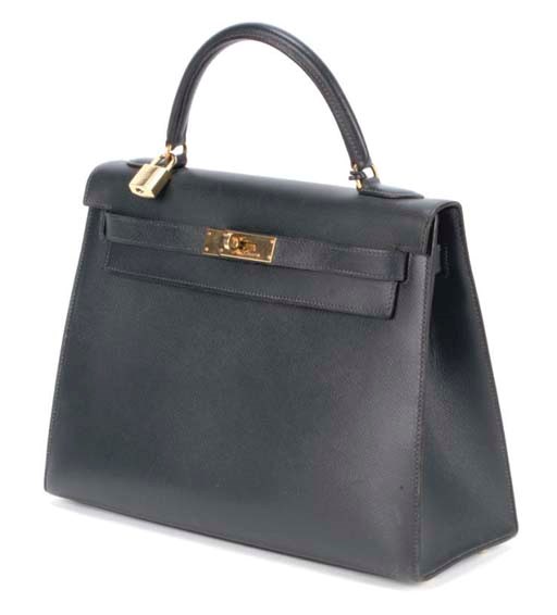 HERMÈS, A BLACK BOX LEATHER KELLY BAG